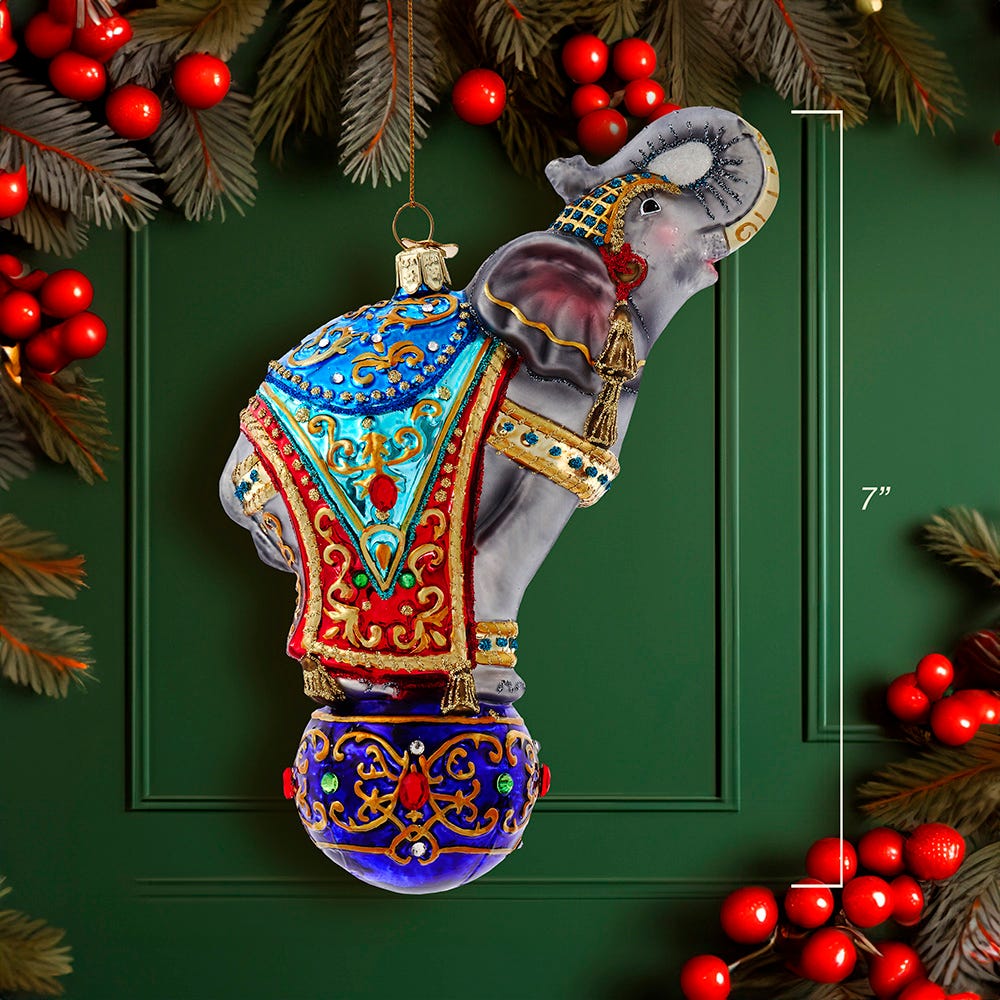 Kurt Adler 7-Inch Bellissimo Glass Elephant Ornament